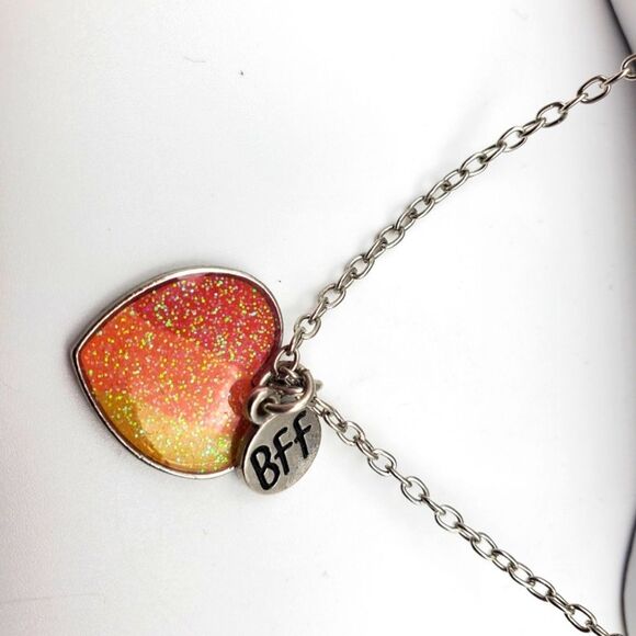 Citrine sunset heart BFF beat friends charm necklace - Picture 1 of 2